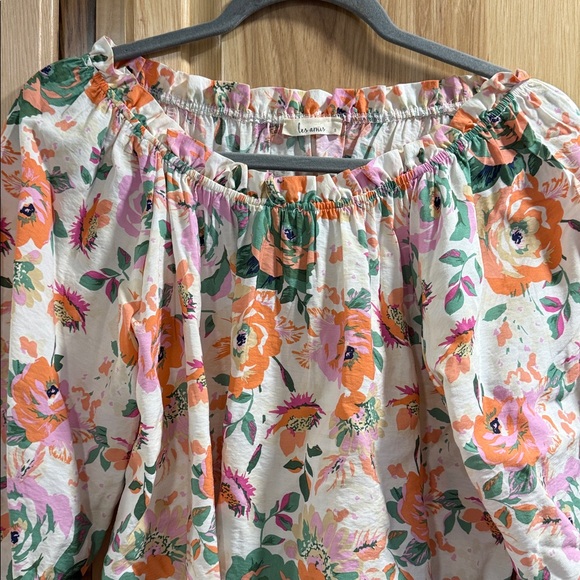 Les Amis Stunning Floral Women's Off The Shoulder Feminine Cottagecore Top Sz S - Picture 2 of 8